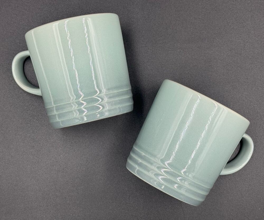 Le Creuset Sea Salt 12oz Mugs Set of 2 Stoneware Cups
